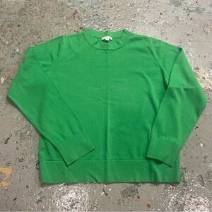 COS Green Crewneck Sweater Minimalist Cotton Knit Pullover Small